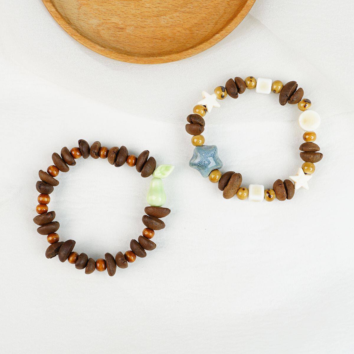 景德镇陶瓷手串真咖啡豆手链时尚饰品夏天清新配饰