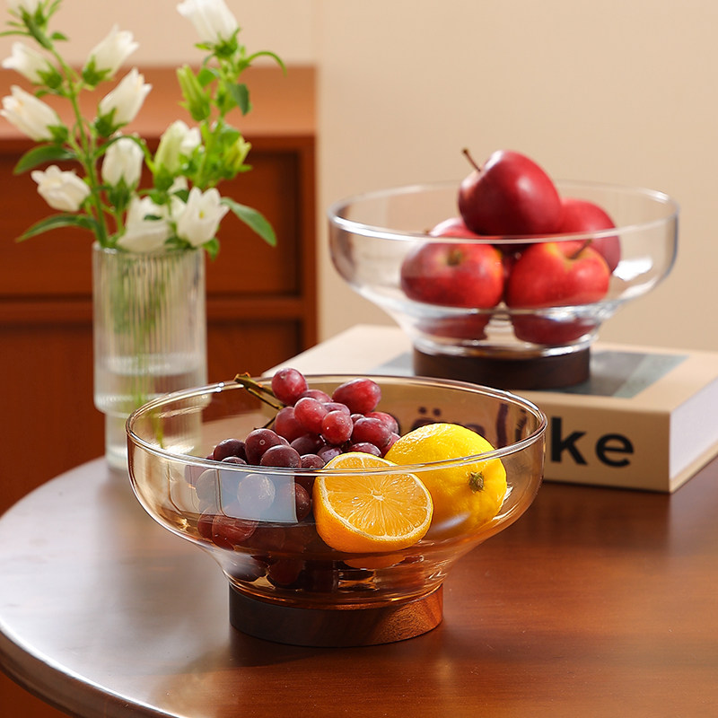 喜糯糯家用奢华干果盘茶台零食盘果篮玻璃果盘高端精致水果盘客厅
