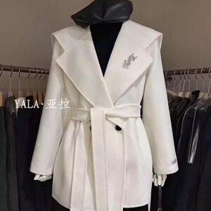 工厂直售百分百羊绒大衣女2024年新款高端不起球双面羊绒大衣短款