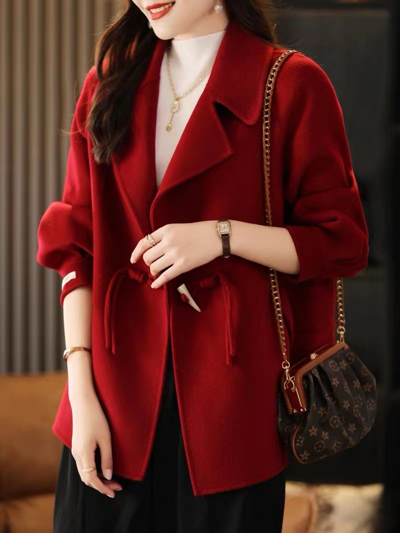工厂直售百分百羊绒大衣女2023年新款高端不起球双面羊绒大衣短款