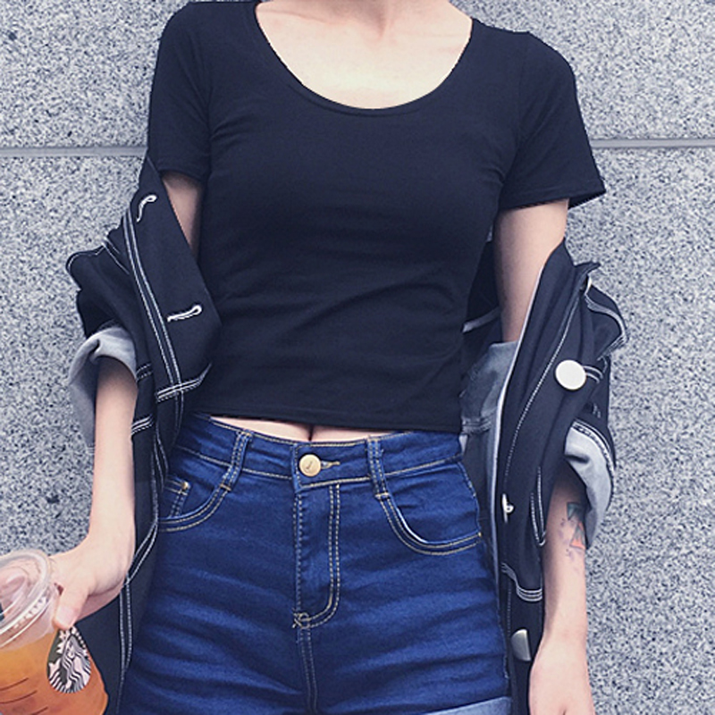 纯棉露脐短袖女打底衫不褪色