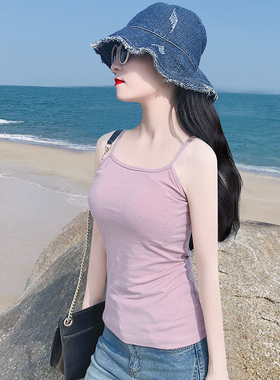 夏季灰紫色纯棉外穿内搭小吊带背心女内搭2026新款辣妹上衣女美背