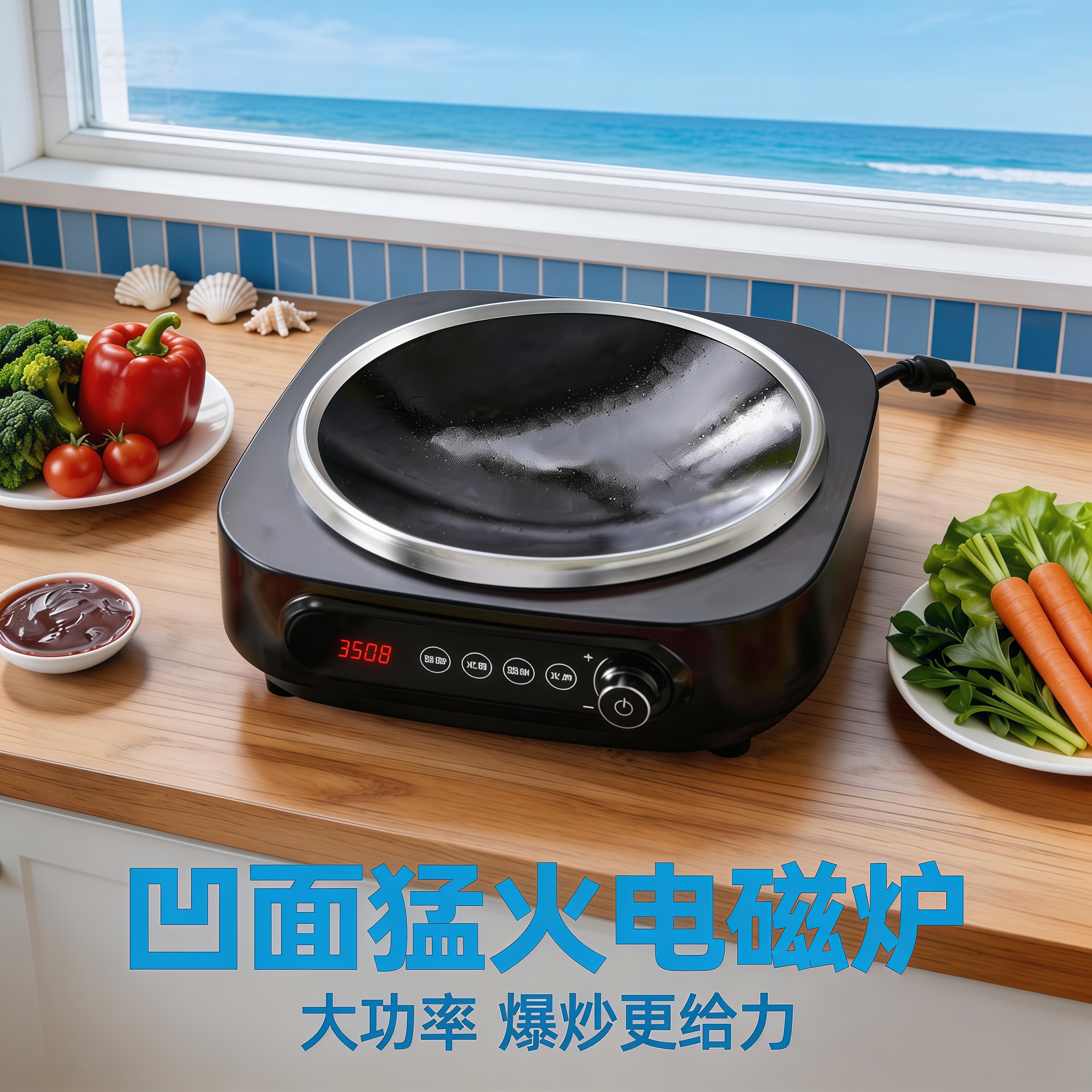 先科家用3500W凹面电磁炉多功能大火力防水定时进口原装分体式图片