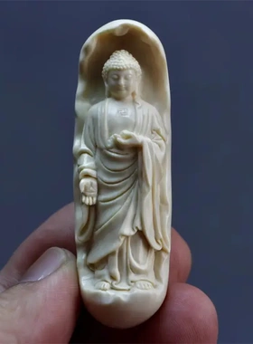 猛犸象牙阿弥陀佛吊坠生肖狗猪守护神佛像佛牌毛衣链项坠项饰品