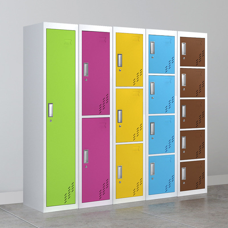 彩色员工更衣柜浴室换衣柜单门柜健身房宿舍瑜伽馆多门储物柜厂家