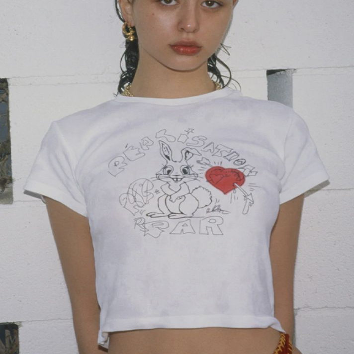 精选好物推荐！一箭穿心兔子涂鸦短袖Y2k半袖美式休闲潮流短袖t恤