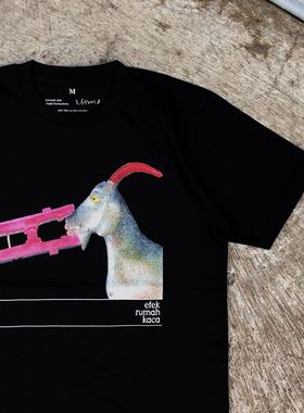 夹子山羊kamar gelop efek rumah kaca美式大码情侣同款短袖t恤