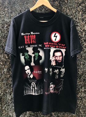 欧美重金属摇滚丽莲 曼森 Marilyn Manson Vintage t恤潮牌短袖