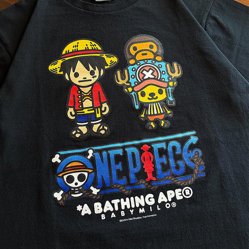 Luffy, Chopper & Milo T-shirt短袖t恤 Black Vintage Large