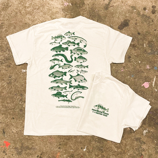 shirt短袖 t恤 White y2k Swimming Oversized Fish