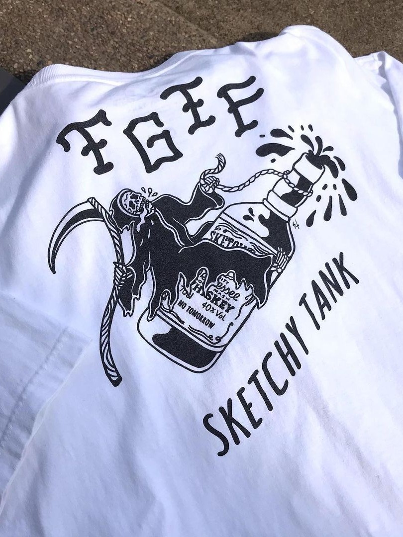 OLDSCHOOL 유럽과 미국의 하이 스트리트 SKETCHY TANK 심플 탱크 스트리트 남성용 및 여성용 루즈한 다용도 반팔 티셔츠