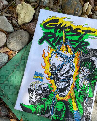Ghost Rider & Nightmare恶灵骑士Dark Wind white T-shirt短袖
