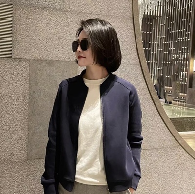 无帽V领卫衣外套女休闲开衫