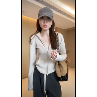 加厚双面德绒拉链连帽卫衣外套女士2025秋冬新款锁温发热保暖上衣