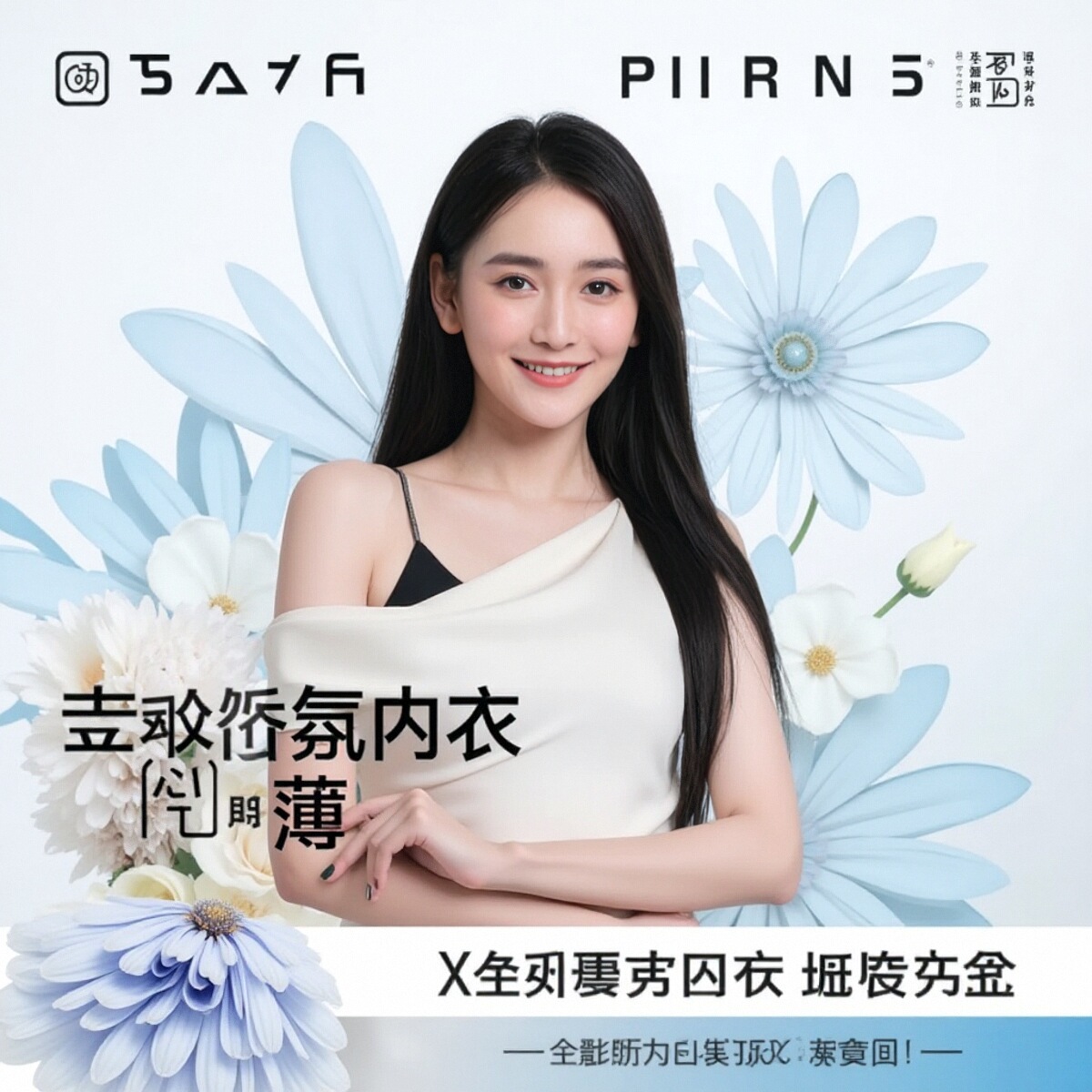 草本同款山茶花香氛超薄无痕反重力亮闪肩带可外穿欧若风运动文胸