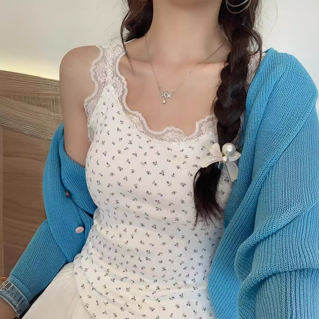 吊带设计感小众外穿蕾丝花边背心