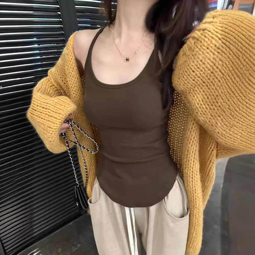不规则吊带背心女设计感小众内搭外穿欧美风美背带胸垫辣妹上衣夏