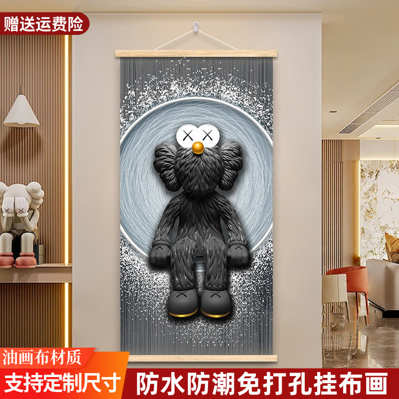 入户玄关暴力熊装饰画现代简约餐厅走廊过道挂画潮牌创意积木壁画图片