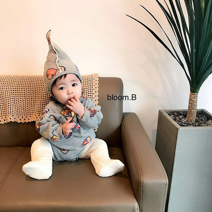 韩国百天婴儿可爱加绒卫衣连体衣