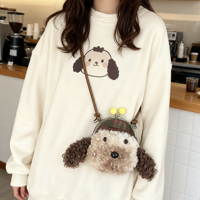 小狗包包女包少女毛绒绒零钱包