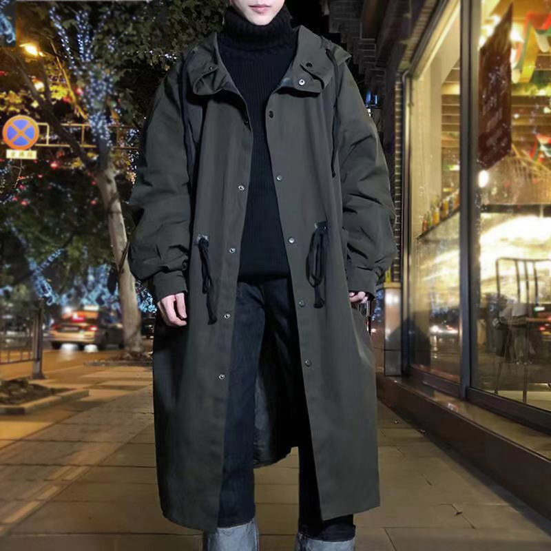 吹风衣外套男加长款过膝盖宽松型加肥加大码200斤大学生青少年胖