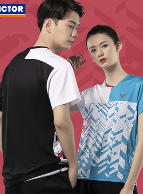 正品victor胜利羽毛球服 威克多男女款运动T恤短袖比赛系列10007