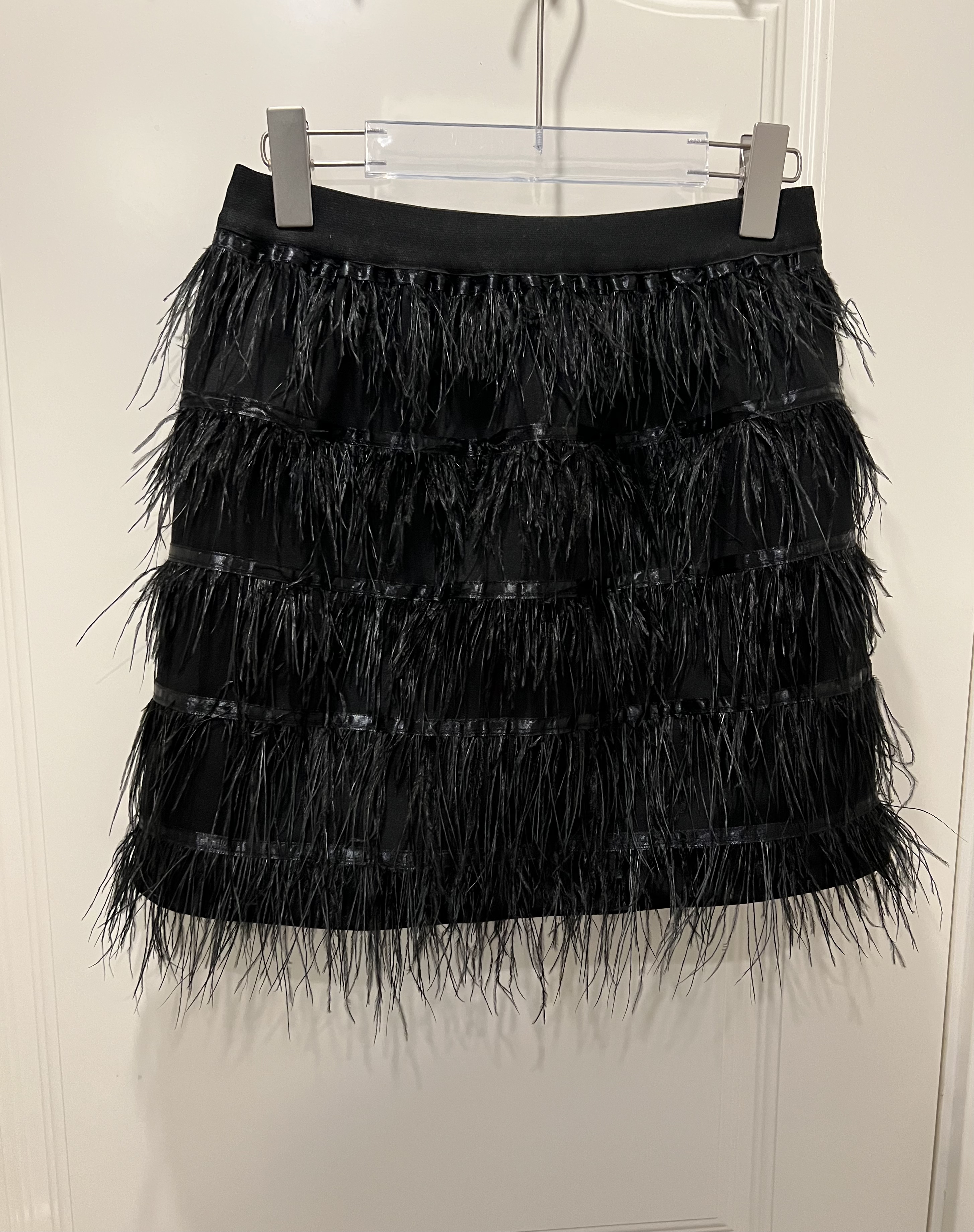 2025秋冬新款韩版时尚百搭羽毛流苏半身裙女高腰显瘦A字裙