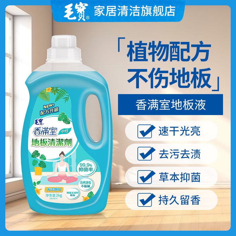 中国台湾毛宝地面清洁剂木地板洗净家用大理石瓷砖拖地液强力去污