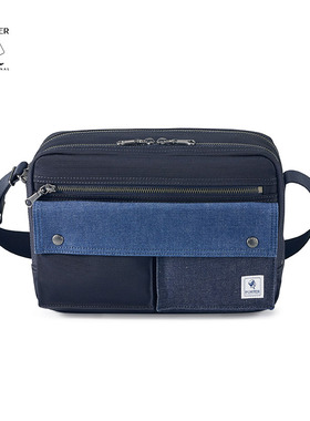 PORTER-PATCH WORK 牛仔拼接双拉链斜挎包潮流时尚机能包通勤包
