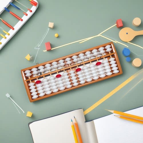 算盘二年级下册4到12岁带清盘器13档7珠纯手工儿童算盘小学生专用