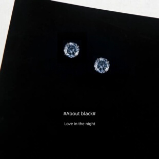 千禧玫瑰切爆闪锆石钛钢耳钉超仙少女耳骨钉耳饰品 黑玫瑰