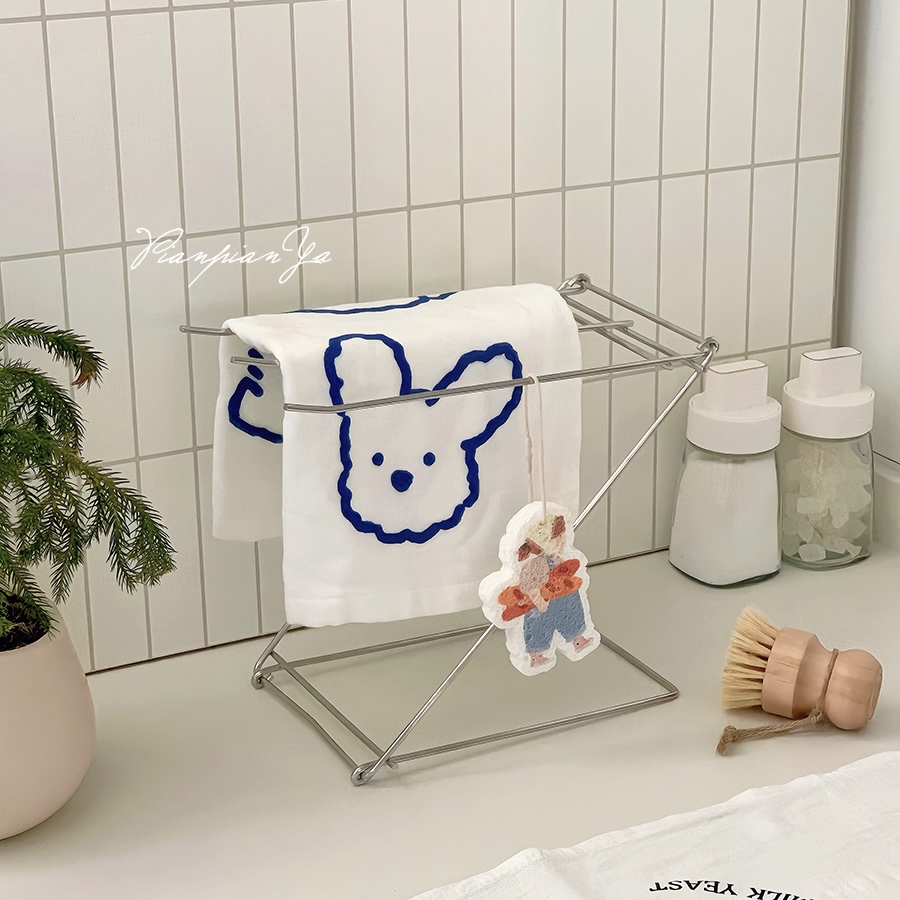 家图腾厨房不锈钢可折叠抹布架子