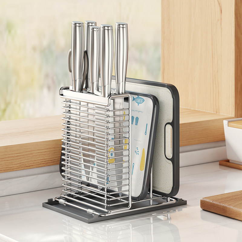 304不锈钢厨房菜刀架置物架筷子筒笼刀具放刀收纳架板砧板架一体,厨房/烹饪用具,刀架,淘宝优惠券,粉丝福利购,淘宝优惠卷