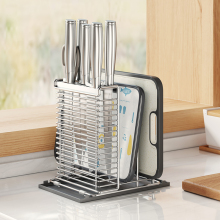 304不锈钢厨房菜刀架置物架筷子筒笼刀具放刀收纳架板砧板架一体