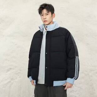 上市 新款 2026春季 男女同款 潮流三条杠拼接立领棉衣 美式 精品