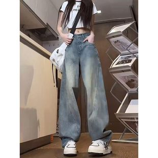 精品 美式 新款 2025春秋男女款 高街复古设计感弯刀牛仔裤 上市