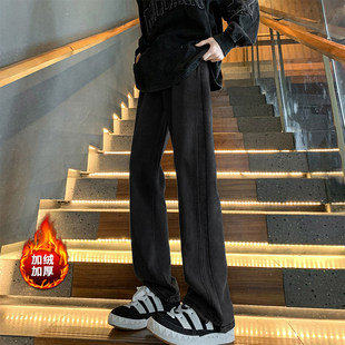 上市 2025冬季 青少年美式 百搭牛仔裤 新款 复古加绒时尚 潮 精品