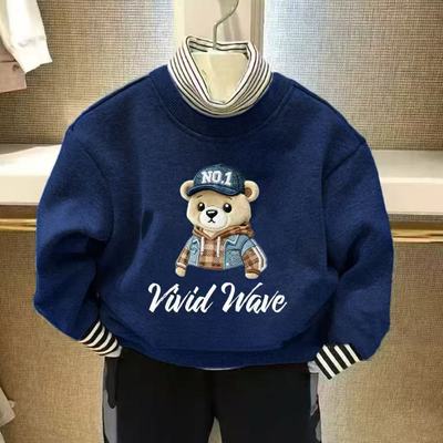 chris童装25冬季新款男童加绒加厚卡通高领套头卫衣运动休闲洋气