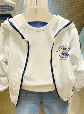 chris童装26夏新款男童装薄款连帽防晒衣中大童儿童休闲外套洋气