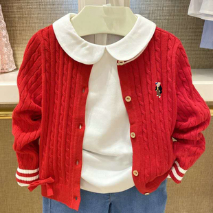 女孩毛衣儿童休闲百搭外套 女童棉针织开衫 chris童装 25春秋新款
