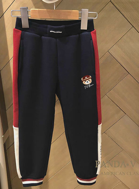 chris童装25秋冬款男童厚款加绒保暖长裤儿童运动裤松紧针织裤子