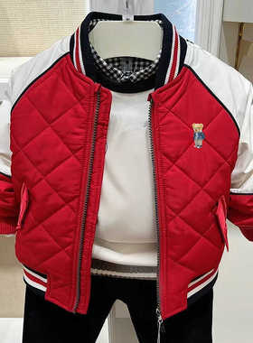 chris童装26秋冬新款男童韩版棉服中大童休闲百搭外套棒球服洋气