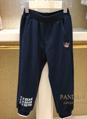 chris童装25春秋新款男童全棉针织长裤中大童儿童宽松百搭运动裤