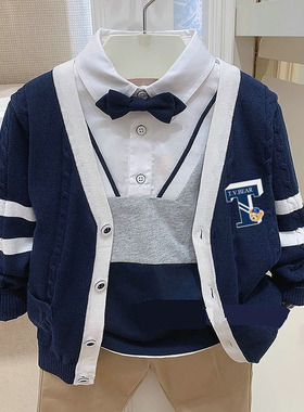 chris童装25春秋新款男童中大童装针织衫中大童休闲百搭开衫外套