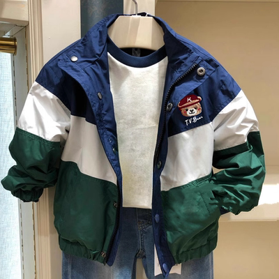 chris童装26春秋新款男童拉链开衫夹克衫中大童儿百搭棒球服外套