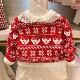 26秋冬款 女童装 圣诞款 chris童装 蕾丝领针织衫 毛衣中大童休闲洋气