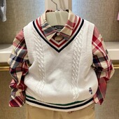 男童棉针织衫 chris童装 2026春秋新款 中大童休闲卡通英伦马甲背心