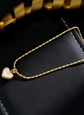 黄铜捶打面双面爱心百搭时尚项链