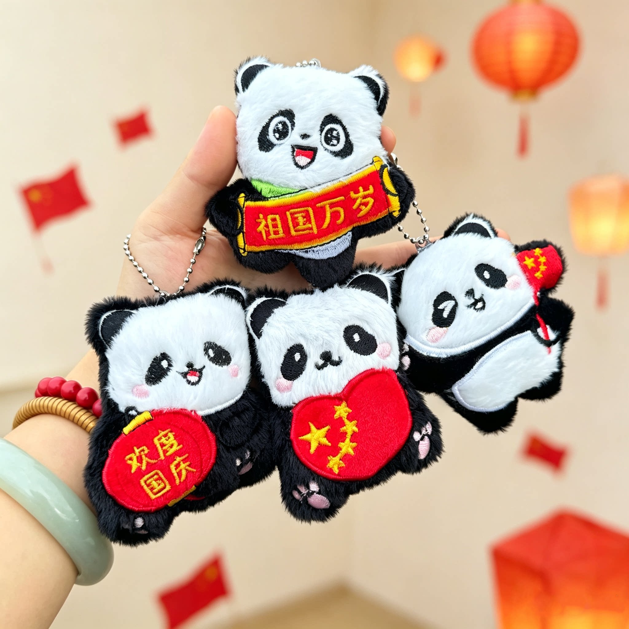 国庆节熊猫钥匙扣小礼品儿童礼物图片