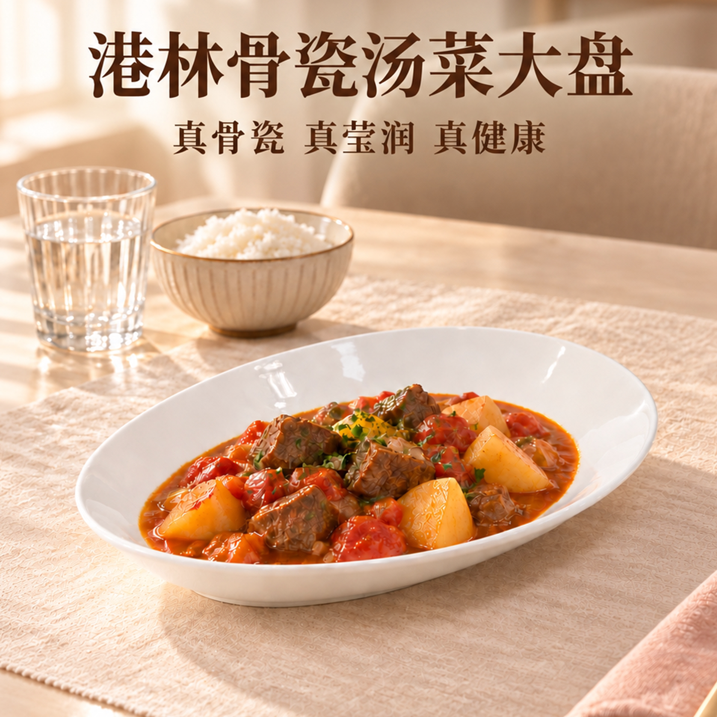 【真骨瓷】港林纯白汤菜大盘椭圆形深盘家常菜大号盛菜盘大容量
